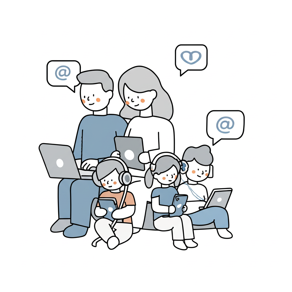 © Gemini | Bildquelle: Gemini 21.10.2025 Familie mit digitalen Geräten